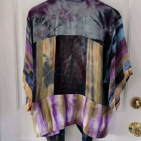 Sterling Styles Multicolor Cardigan Draped Tie Front Art To Wear Artsy One Size - Picture 6 of 7